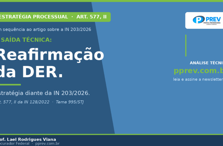 Imagem destacada — alt text Reafirmação da DER no processo administrativo do INSS — art. 577, II da IN 128/2022