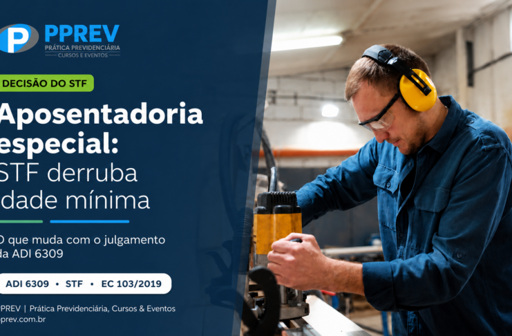 Trabalhador de indústria com protetor auricular operando máquina, ilustrando a aposentadoria especial julgada pelo STF na ADI 6309